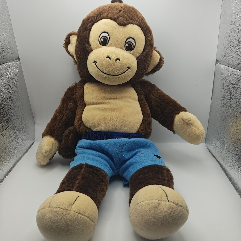 BUILD A BEAR WORKSHOP Brown Monkey With Boxers 2017 D51
